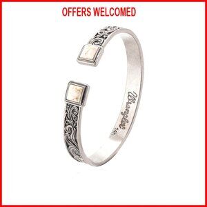 Silver Plated Copper Cuff Bracelet Turquoise Adjustable Open Bangle